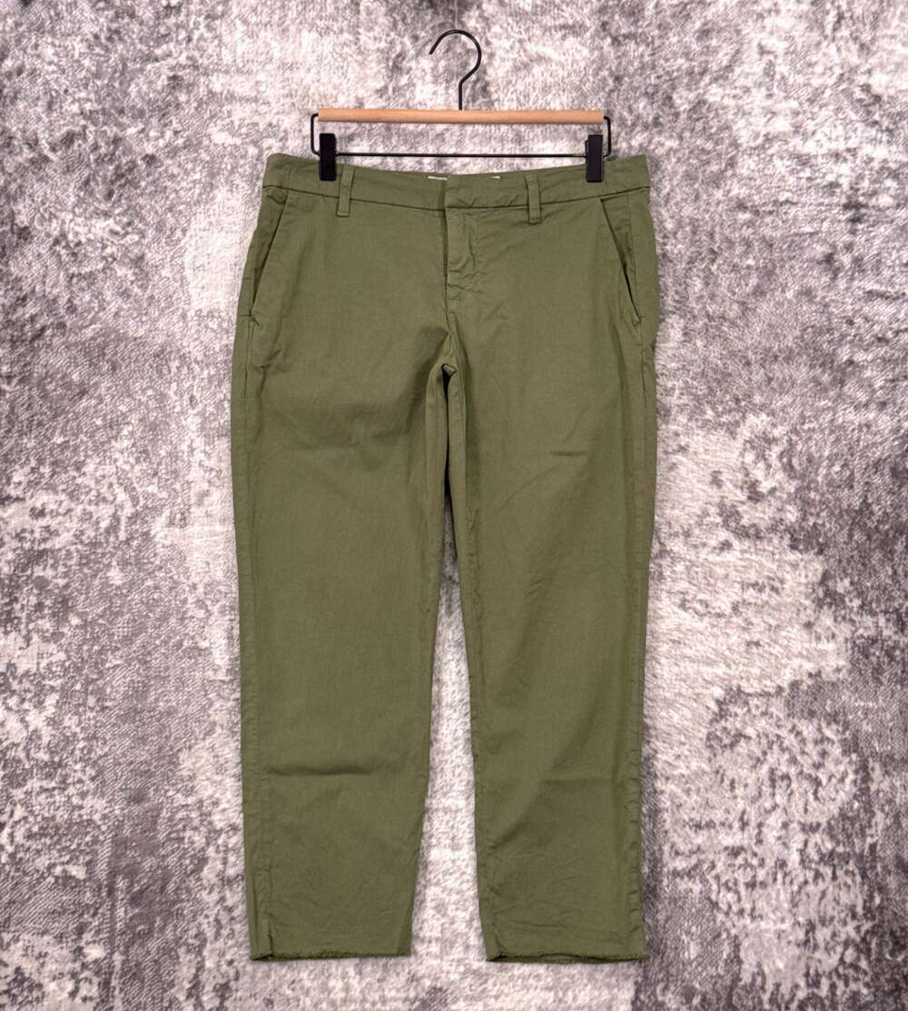 Frank Eileen Wicklow Pants 8 Womens Green Italian Cotton Twill Chino